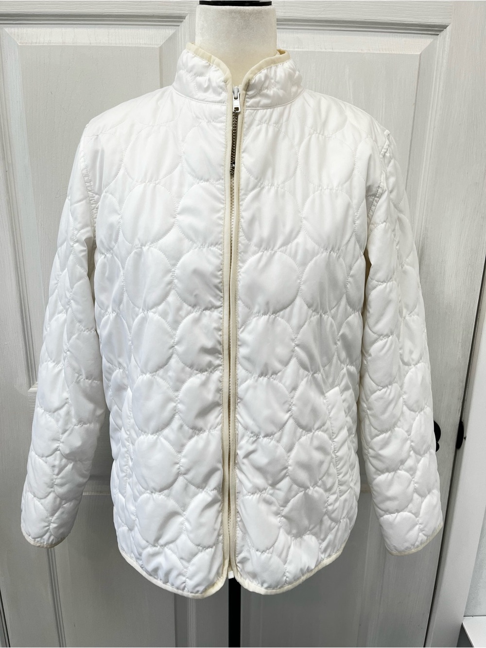 GAP White Quilted 3-in-1 Jacket L Removable Fleece Vest Onion Stitch Chore Coat